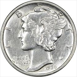 1934 Mercury Silver Dime AU Uncertified