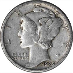 1929 Mercury Silver Dime VF Uncertified