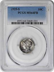 1925-S Mercury Silver Dime MS64FB PCGS