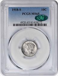 1918-S Mercury Silver Dime MS65 PCGS (CAC)