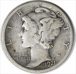 1921-D Mercury Silver Dime F Uncertified #138