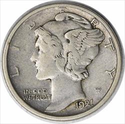 1921-D Mercury Silver Dime EF Uncertified #209