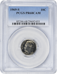 1969-S Roosevelt Dime PR68CAM PCGS