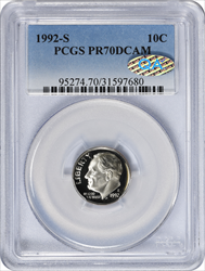 1992-S Roosevelt Dime PR70DCAM Clad PCGS