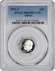 1992-S Roosevelt Dime PR69DCAM Silver PCGS