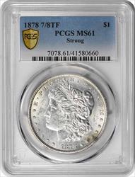 1878 Morgan Silver Dollar 7/8TF Strong MS61 PCGS