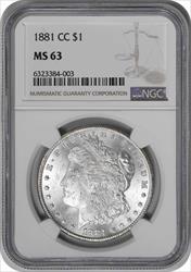 1881-CC Morgan Silver Dollar MS63 NGC