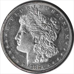 1881-S Morgan Silver Dollar AU Uncertified