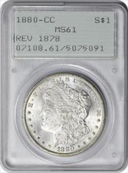 1880-CC Morgan Silver Dollar Reverse of 1878 MS61 PCGS