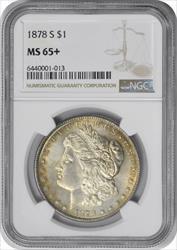 1878-S Morgan Silver Dollar MS65+ NGC Colorful Toning