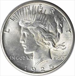 1925-S Peace Silver Dollar MS63 Uncertified #328