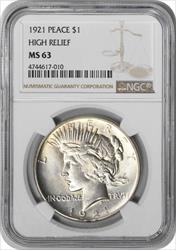 1921 Peace Silver Dollar MS63 NGC