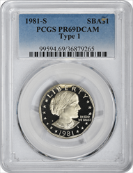 1981-S Susan B. Anthony Dollar Type 1 PR69DCAM PCGS