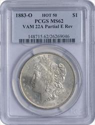 1883-O VAM 22A Morgan Silver Dollar Partial E Rev MS62 PCGS