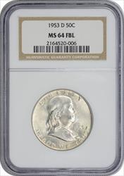 1953-D Franklin Half Dollar MS64FBL NGC