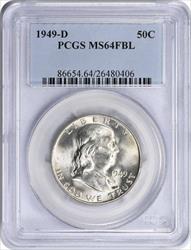 1949-D Franklin Silver  Half Dollar MS64FBL PCGS
