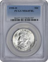 1950-D Franklin Silver Half Dollar MS64FBL PCGS