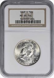 1949-D Franklin Silver Half Dollar MS64FBL NGC