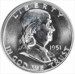 1951 Franklin Silver Half Dollar PR64 Uncertified #328
