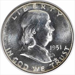 1951 Franklin Silver Half Dollar PR64 Uncertified #329