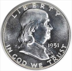 1951 Franklin Silver Half Dollar PR65 Uncertified #333