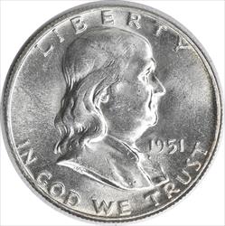 1951 Franklin Silver Half Dollar MS63 Uncertified #1003