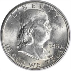 1948 Franklin Silver Half Dollar MS63 Uncertified #123