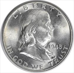 1948 Franklin Silver Half Dollar MS63 Uncertified #346