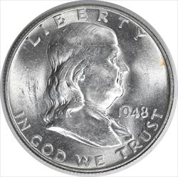 1948 Franklin Silver Half Dollar MS63 Uncertified #348
