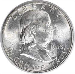 1948-D Franklin Silver Half Dollar MS63 Uncertified #1003