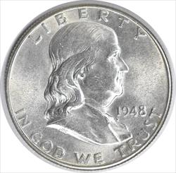 1948-D Franklin Silver Half Dollar MS63 Uncertified #1004