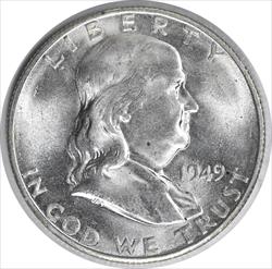 1949-S Franklin Silver Half Dollar MS63 Uncertified #1023