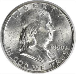 1950 Franklin Silver Half Dollar MS63 Uncertified #1026