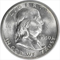 1950-D Franklin Silver Half Dollar MS63 Uncertified #1029
