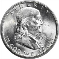 1950-D Franklin Silver Half Dollar MS63 Uncertified #1030