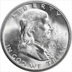 1950-D Franklin Silver Half Dollar MS63 Uncertified #1033