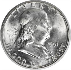 1951 Franklin Silver Half Dollar MS63 Uncertified #1035