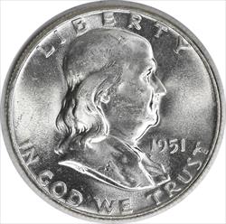 1951 Franklin Silver Half Dollar MS63 Uncertified #1036