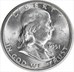 1951 Franklin Silver Half Dollar MS63 Uncertified #1037