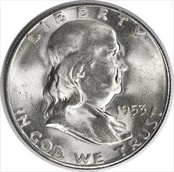 1953-S Franklin Silver Half Dollar MS63 Uncertified #1125