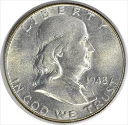 1948-D Franklin Silver Half Dollar AU Uncertified #1024