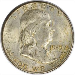 1949-S/S Franklin Silver Half Dollar RPM1 MS63 Uncertified #1103