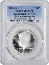 2014-S Silver Kennedy Half Dollar Enhanced MS69PL PCGS