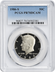 1986-S Kennedy Half Dollar PR70DCAM PCGS