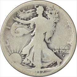 1917-S Walking Liberty Silver Half Dollar Obverse AG Uncertified