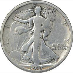 1917-S Walking Liberty Silver Half Dollar Obverse VG Uncertified