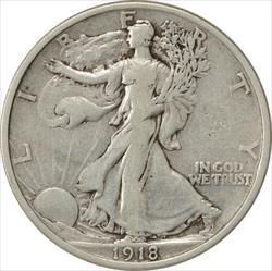 1918 Walking Liberty Silver Half Dollar VF Uncertified