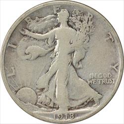 1918-S Walking Liberty Silver Half Dollar VG Uncertified