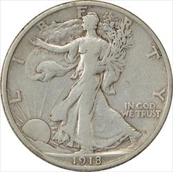 1918-S Walking Liberty Silver Half Dollar Choice VF Uncertified