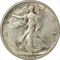 1936-S Walking Liberty Silver Half Dollar AU Uncertified
